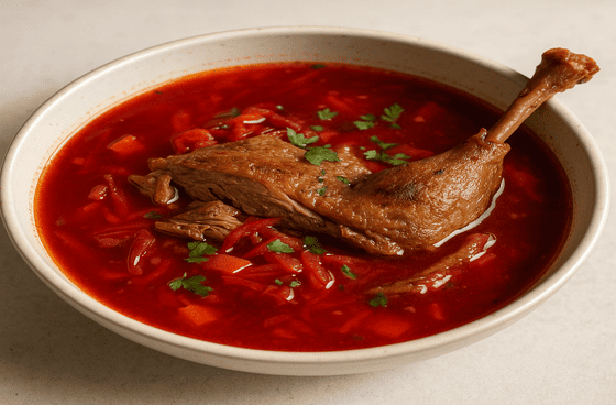 Borscht with duck